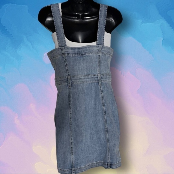 AMERICAN Eagle Zip Front Denim Overall Dress Size 6 - Picture 10 of 15